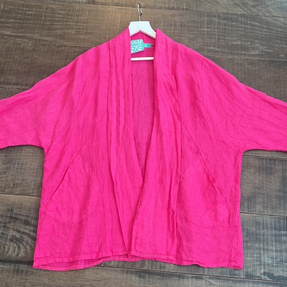 NWOT ZOE MARBELLA 100% LINEN JACKET WITH POCKET SIZE OS - Picture 14 of 17